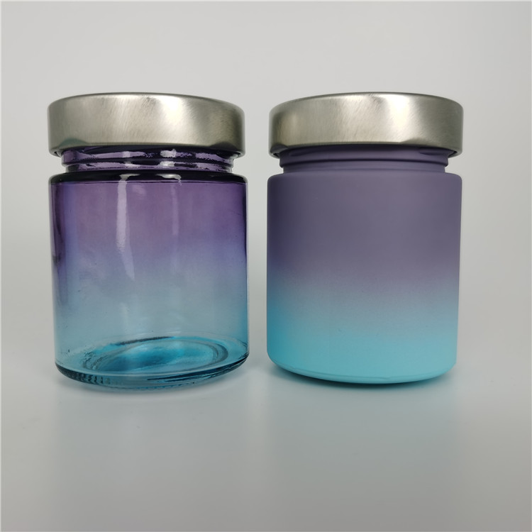 Gradient color food grade glass for for free packaging food glass containers lead-colored 180ml 200ml 220ml