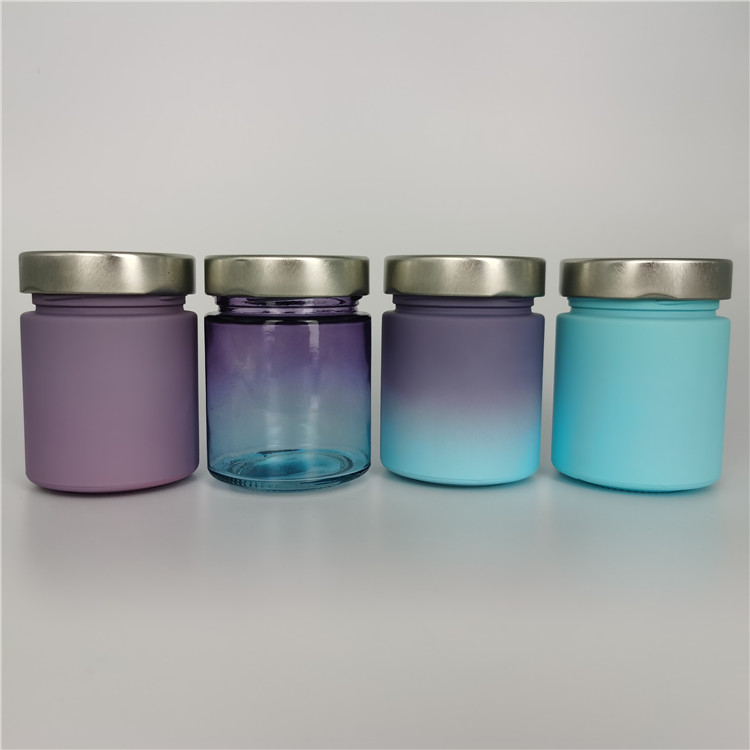 Gradient color food grade glass for for free packaging food glass containers lead-colored 180ml 200ml 220ml