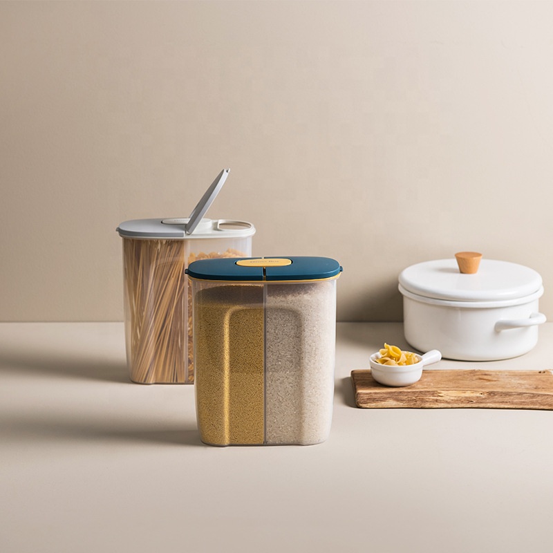 Grain tank transparent seal tank kitchen to collect large-capacity dry goods plastic can be split into grid storage tanks