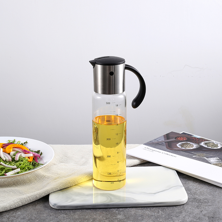 Gravity lid-spout Automatic Olive Oil and Vinegar Dispenser with oil Glass Bottle
