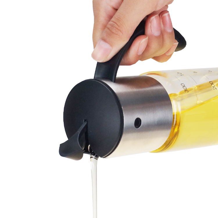 Gravity lid-spout Automatic Olive Oil and Vinegar Dispenser with oil Glass Bottle