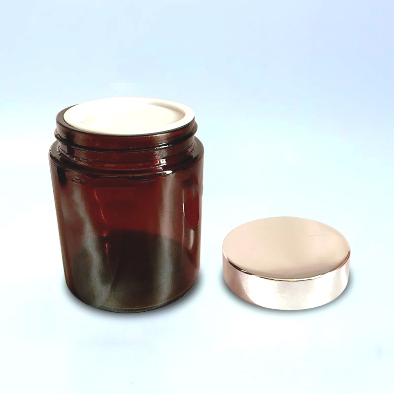 Great demand 5ml cosmetic jar cosmetic container amber jar glass 50g black lid
