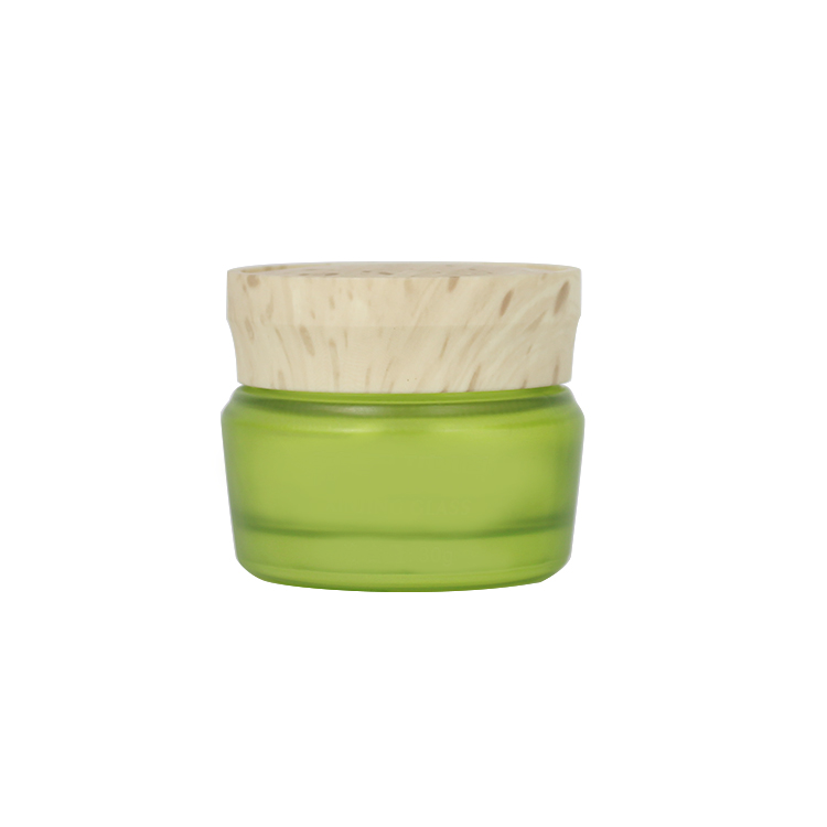 Green 30g glass jar for cream cosmetic