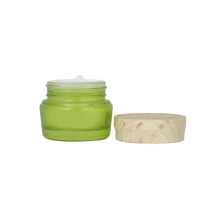 Green 30g glass jar for cream cosmetic