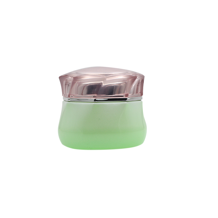 Green 50g cosmetic glass jars frosted for cosmetic cream with pink screw cap for personal care cream use