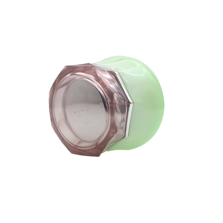 Green 50g cosmetic glass jars frosted for cosmetic cream with pink screw cap for personal care cream use