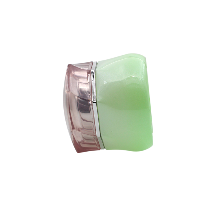 Green 50g cosmetic glass jars frosted for cosmetic cream with pink screw cap for personal care cream use
