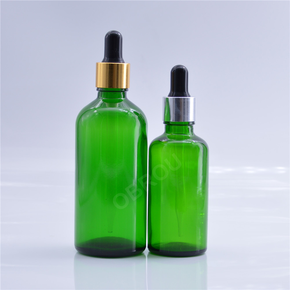 Green Dropper Glass Bottle 10ml 20ml 30ml 50ml 100ml Cosmetic Glass Bottle for Perfume Liquid Oil Bottles