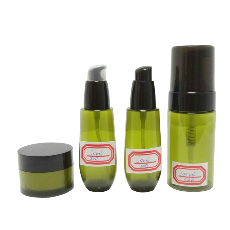Green PET Cosmetic Packaging Set Hand Sanitizer Skin Antibacterial Gel Packaging Plastic Lotion Bottle Foam Bottle Cream Jar