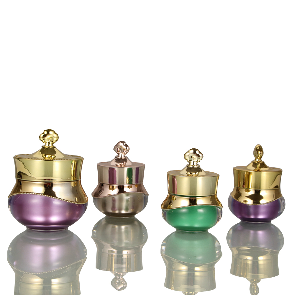 Green Shiny Crown Skincare Plastic PS Empty Container Plastic Cosmetic Cream Jar