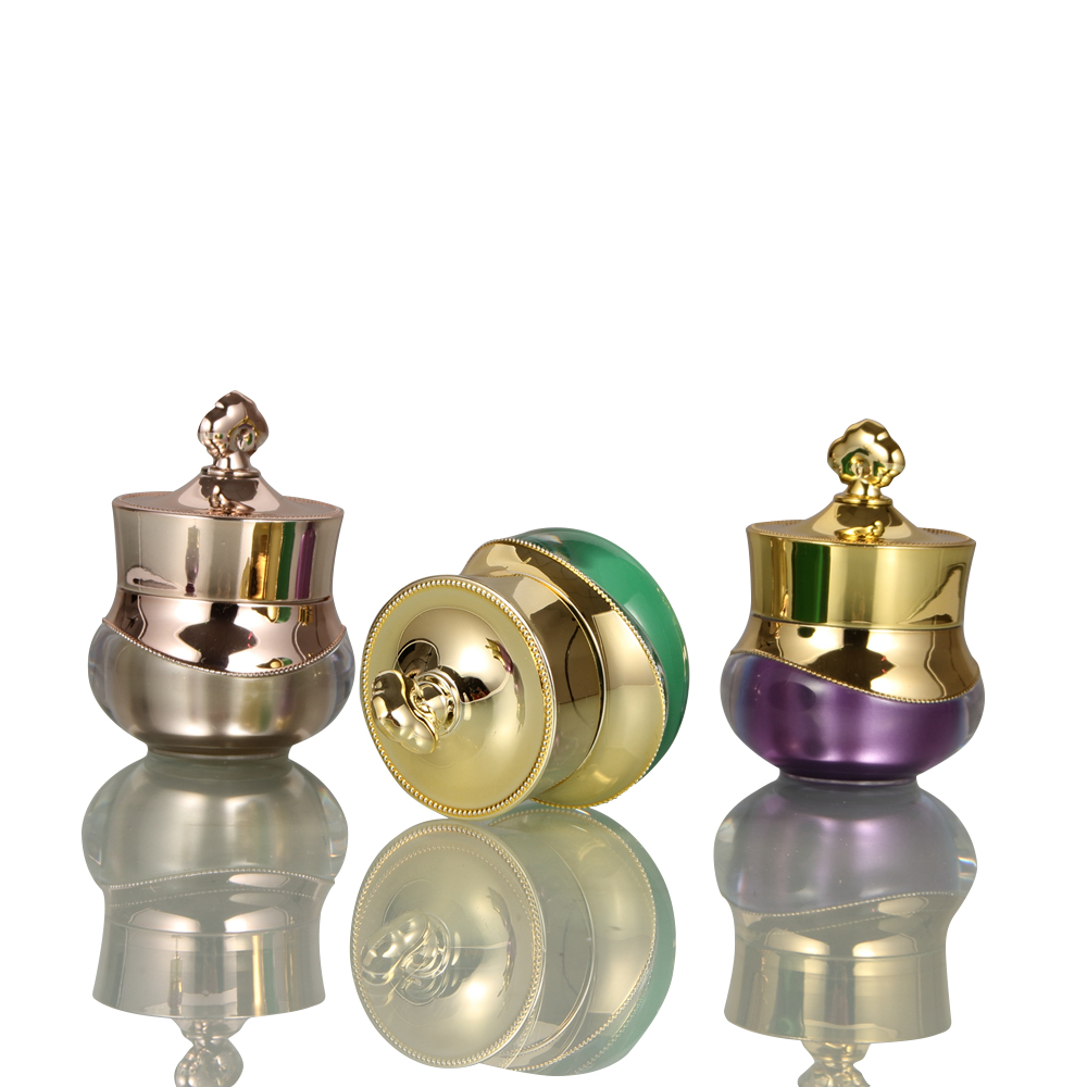 Green Shiny Crown Skincare Plastic PS Empty Container Plastic Cosmetic Cream Jar