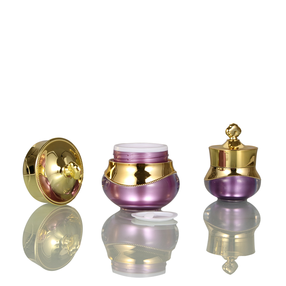 Green Shiny Crown Skincare Plastic PS Empty Container Plastic Cosmetic Cream Jar