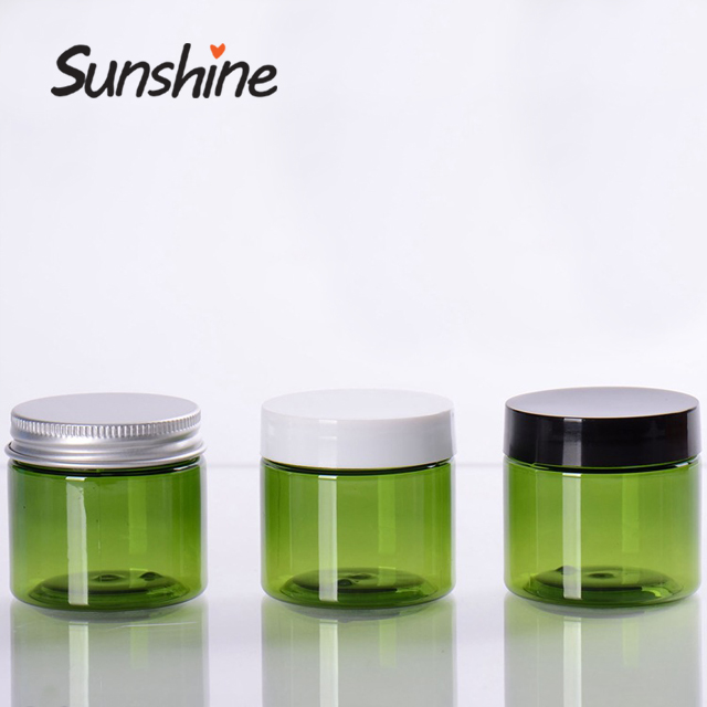 Green body scrub container beauty plastic cream+jar 50g