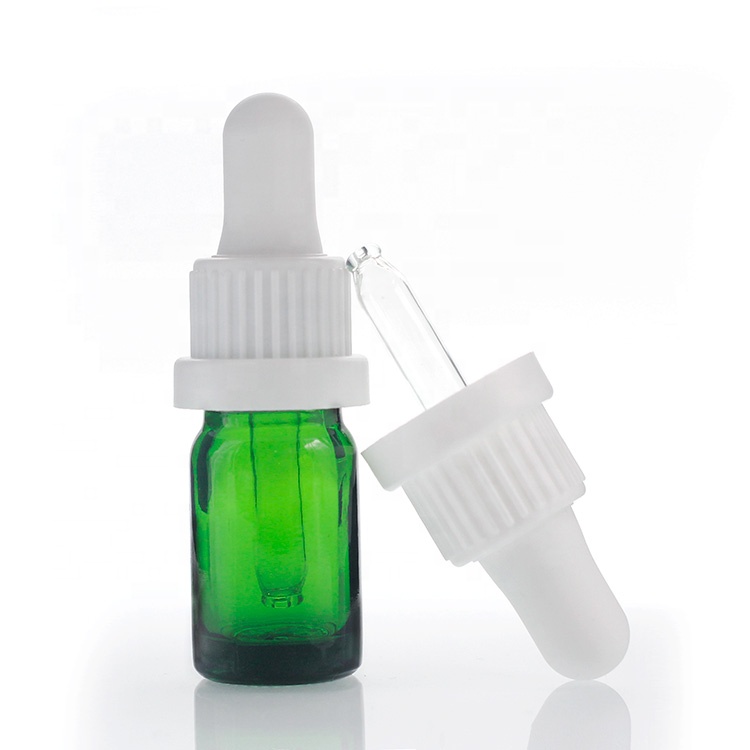 Green clear glass essential oil dropper bottle