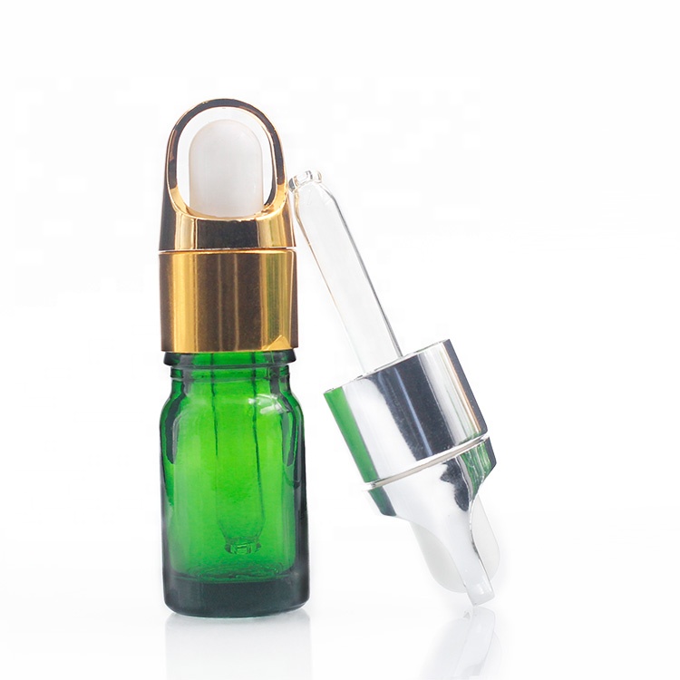 Green clear glass essential oil dropper bottle