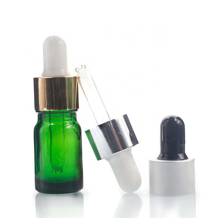Green clear glass essential oil dropper bottle