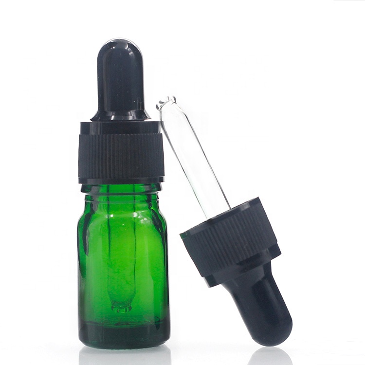 Green clear glass essential oil dropper bottle