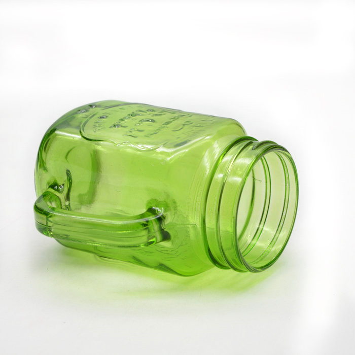 Green colored quilted mason jars 500 ml wide mouth