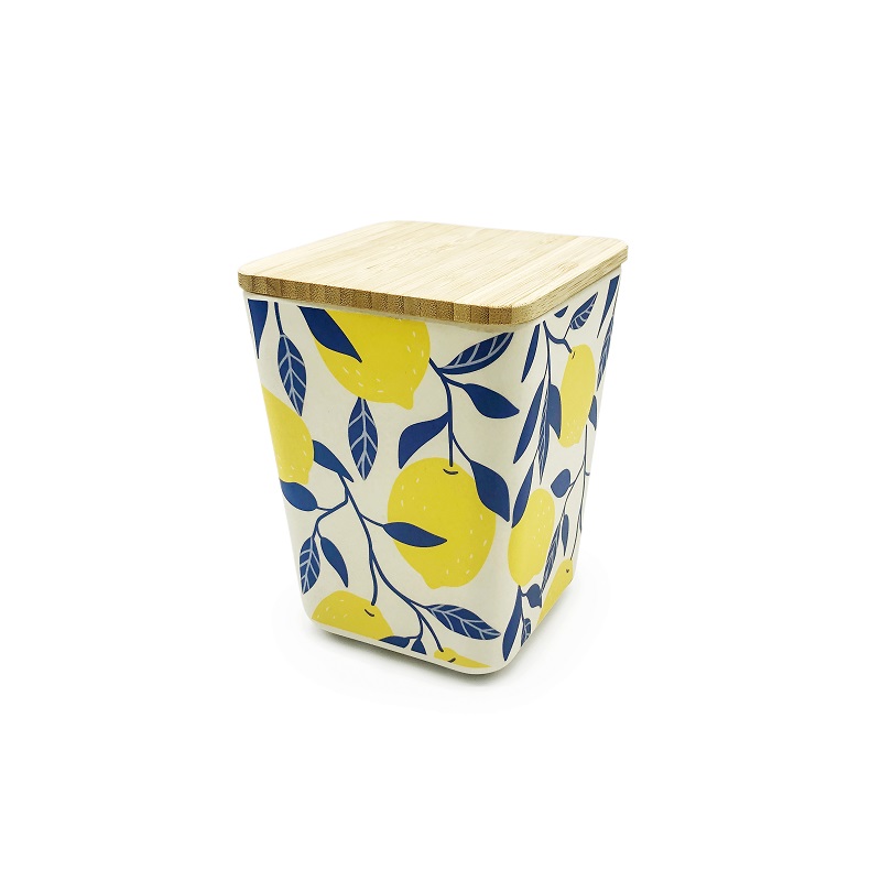 Green eco friendly colorful bamboo fiber square food storage box,bamboo fiber canister