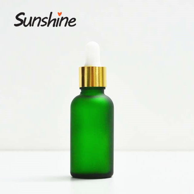 Green flacon e liquide glass bottles 30ml with child proof dropper