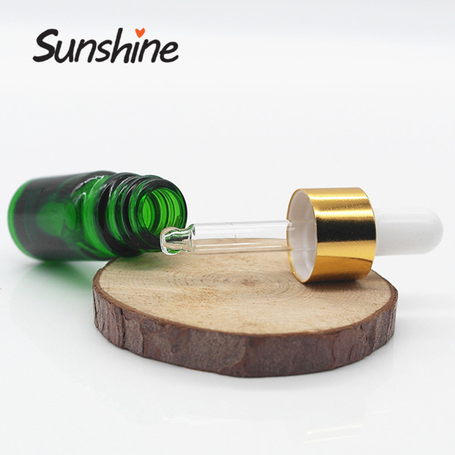 Green flacon e liquide glass bottles 30ml with child proof dropper