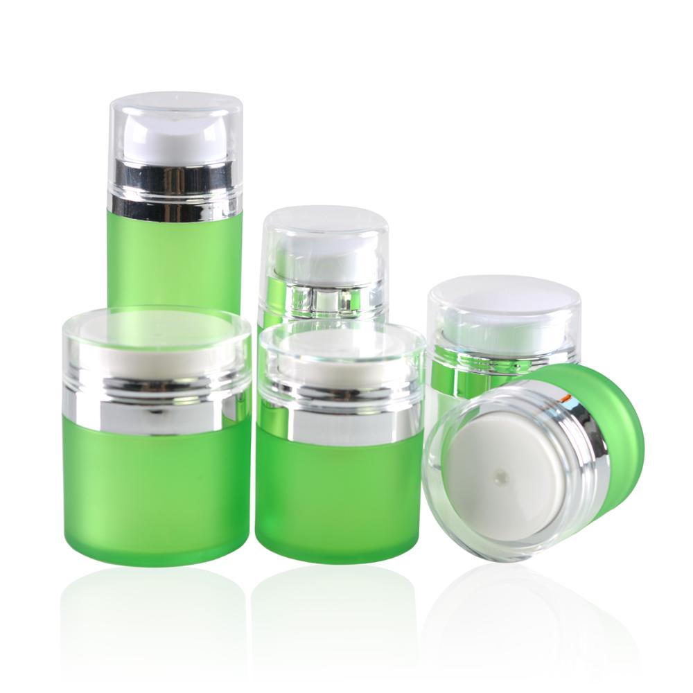 Green frosted acrylic cosmetic airless jar