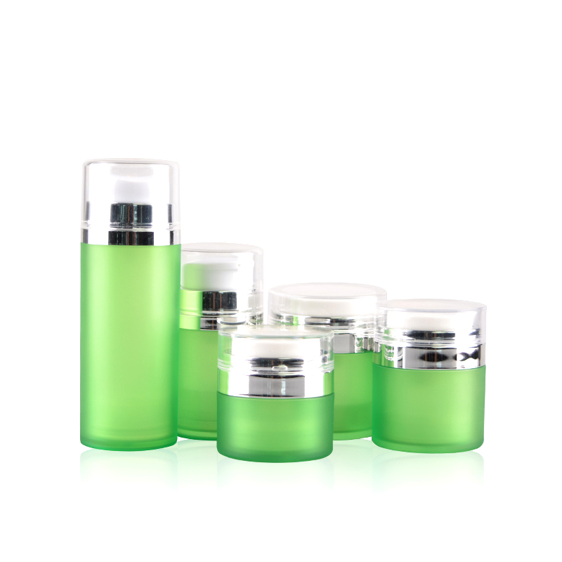 Green frosted acrylic cosmetic airless jar