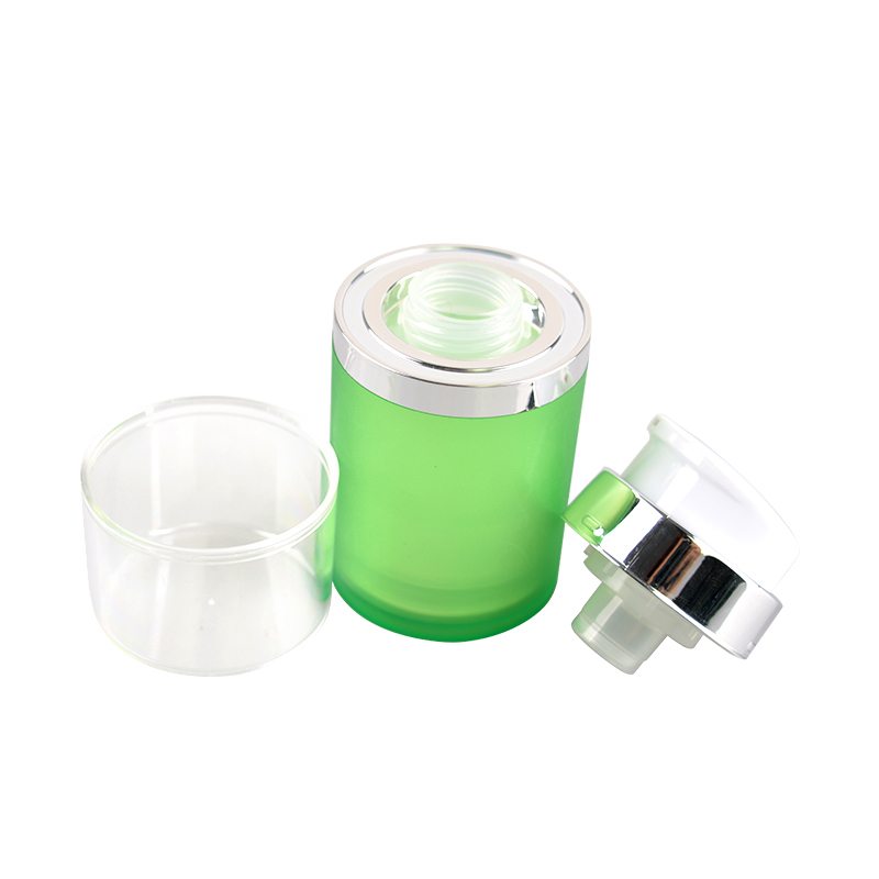 Green frosted acrylic cosmetic airless jar
