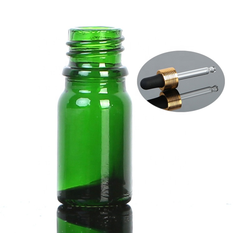 Green glass dropper bottle with gold flower basket cap for e cigarette liquid essential oil perfume cosmetic e juice olive oi