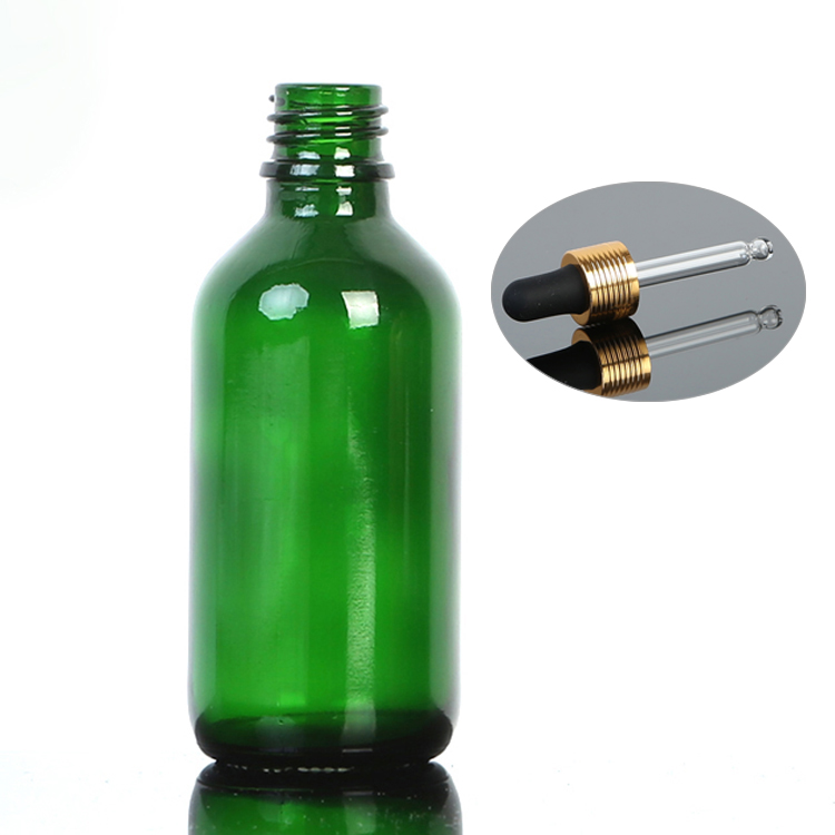 Green glass dropper bottle with gold flower basket cap for e cigarette liquid essential oil perfume cosmetic e juice olive oi