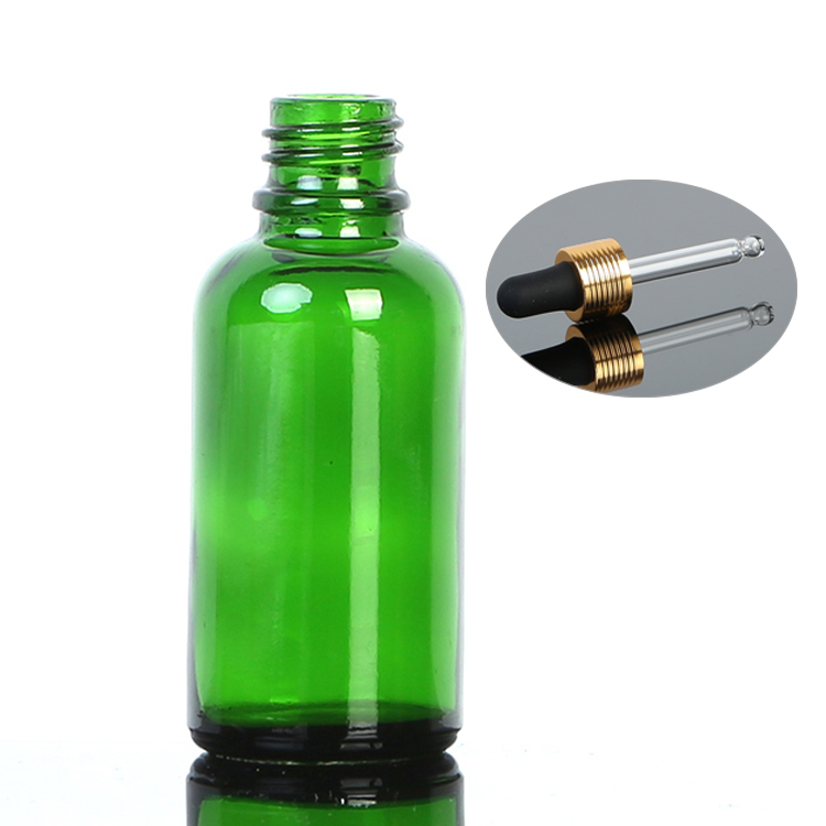 Green glass dropper bottle with gold flower basket cap for e cigarette liquid essential oil perfume cosmetic e juice olive oi