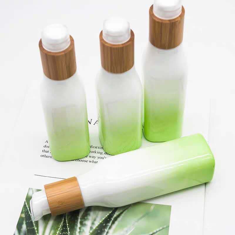 Green opal glass cosmetics cream glass lotion bottles and jars