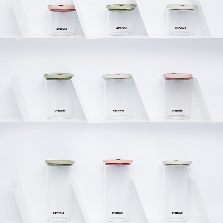 Grink wholesale eco-friendly healthy 500ml glass jar with silicone lid