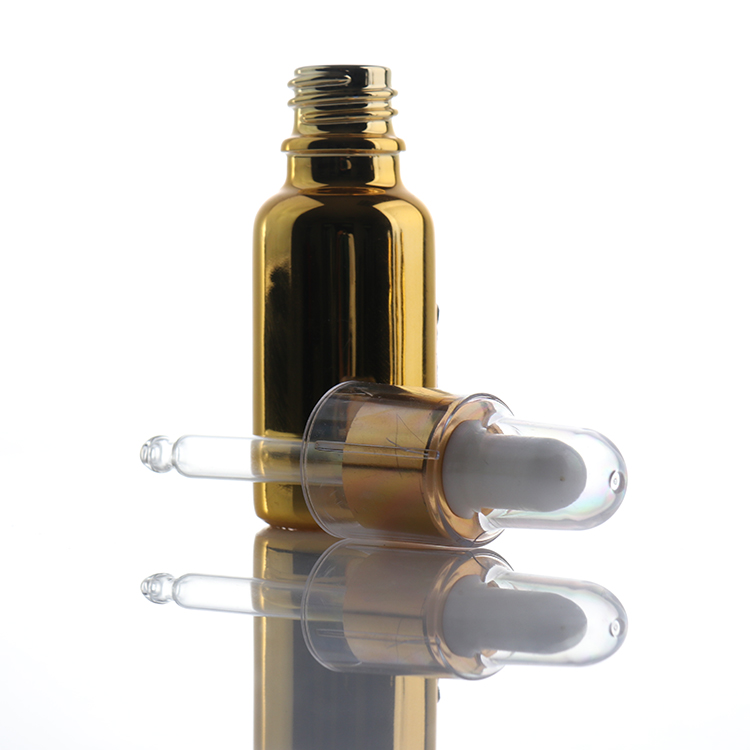 Grossiste flacon 5ml 10ml 15ml 30ml 50ml 100ml gold color dropper glass bottle with aluminium cap for essencial oil