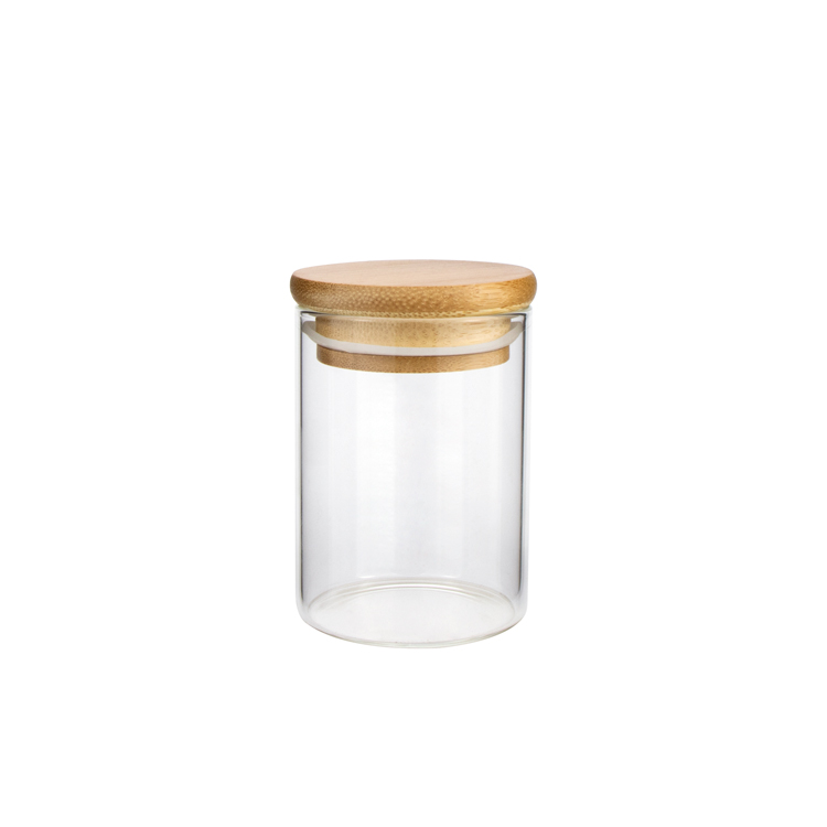 Guangdong 30 50 80 100 ml cylindrical empty container big spice kitchen borosilicate glass jar set with bamboo lid