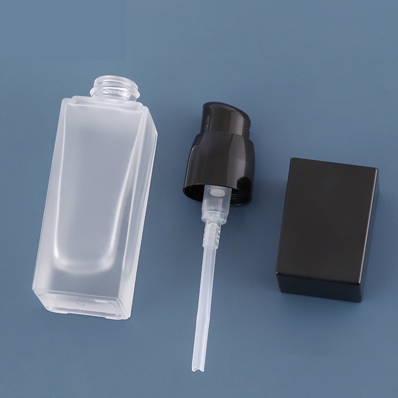Guangzhou Ningbo 30ml frosted matte foundation glass cosmetic bottle and jar for cosmetic packaging