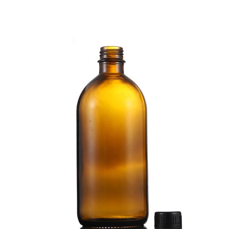 Guangzhou Yinmai high quality boston round amber glass bottle 500ml essential oil bottle manufacturers