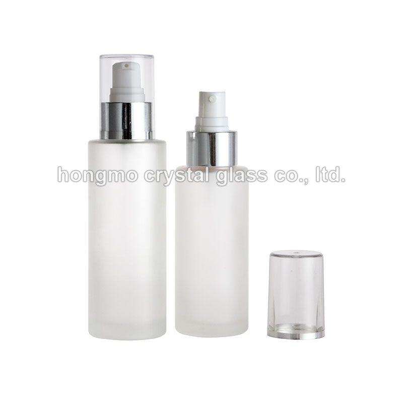 Guangzhou cosmetic packaging 30ml 50ml 100ml clear frosted glass foundation dispenser serum spray pump bottle and cream jars