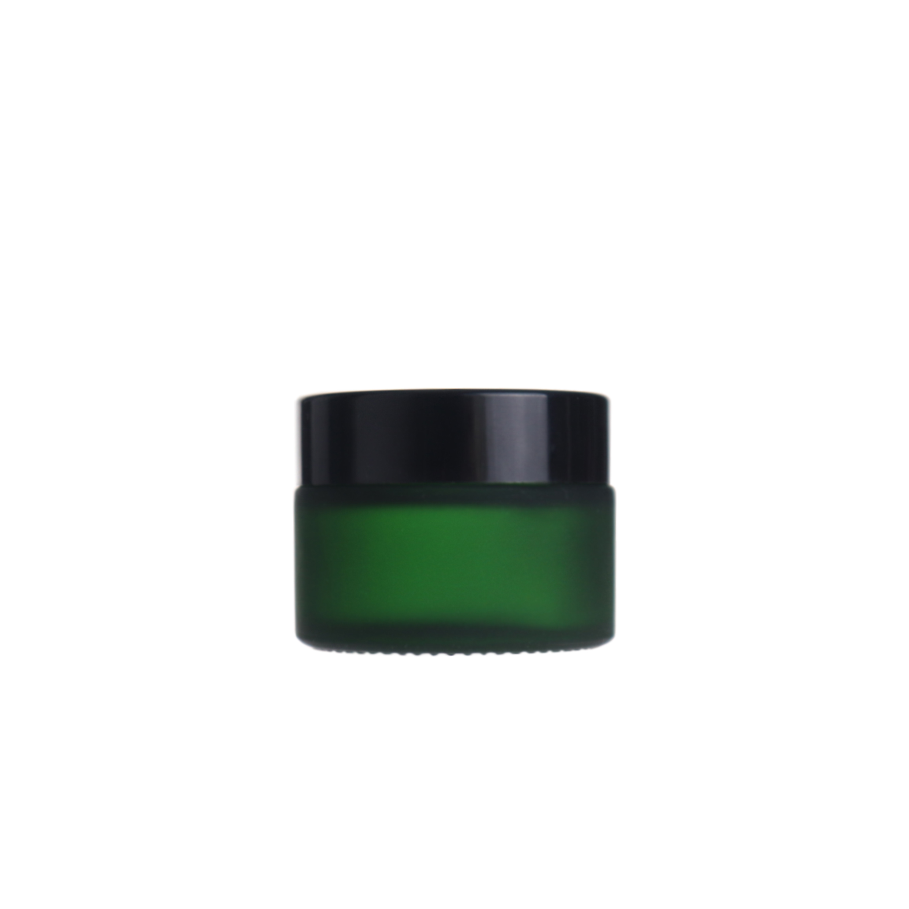 Guangzhou supplier small green frosted glass jar for cosmetic with black lid