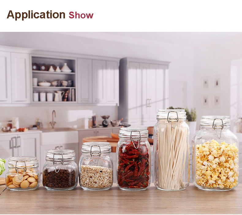 Guaranteed Quality 500ml 1000ml storage jar airtight lead free sealed glass kitchen honey food storage glass jar with clip lid
