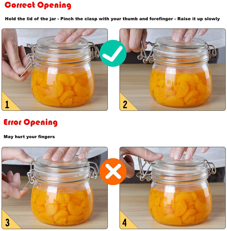 Guaranteed quality set of 5pcs round glass storage jar with clip glass lid