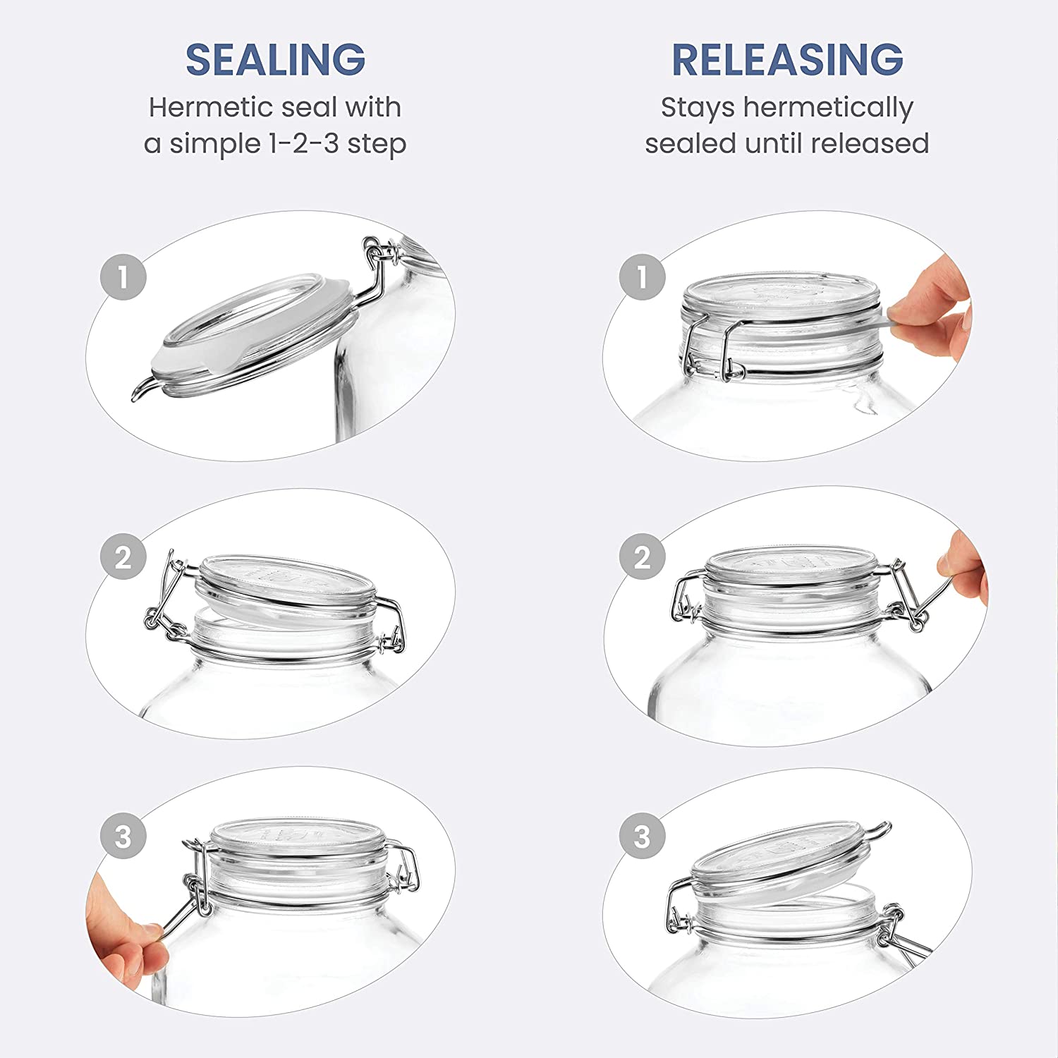 Guaranteed quality set of 5pcs round glass storage jar with clip glass lid