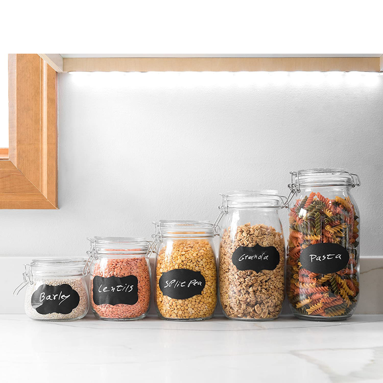 Guaranteed quality set of 5pcs round glass storage jar with clip glass lid