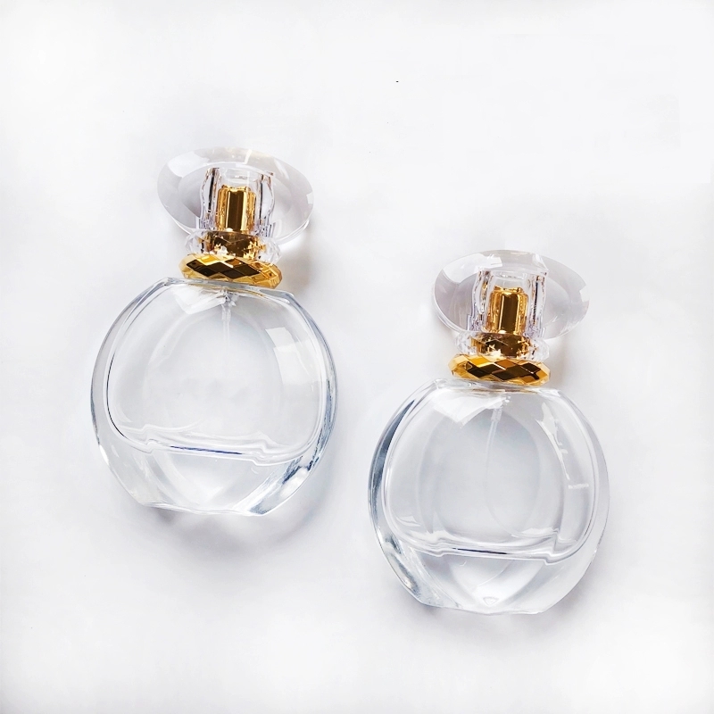 H&Z Wholesale Custom Made Clear Art Carved Crystal Empty  Refillable Perfume Bottle 50ML