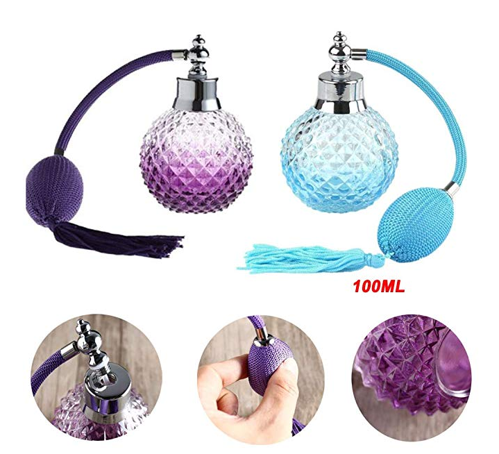 H&Z wholesale custom made Beautyflier 3.4 Oz Perfume Atomizer Clear Glass Empty Refillable Perfume Bottle with Long Tassel