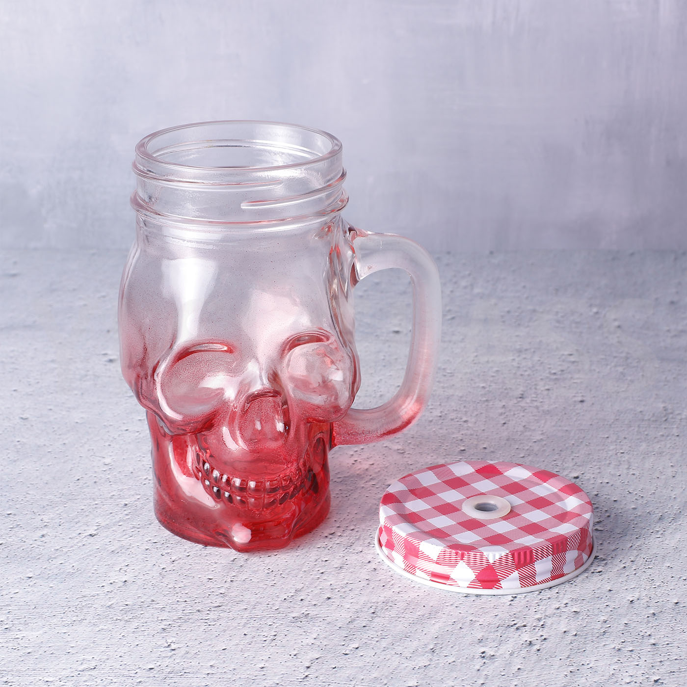 HALLOWEEN COLORED SHAPED MASON STYLE DRINKING GLASS JAR WITH STRAW
