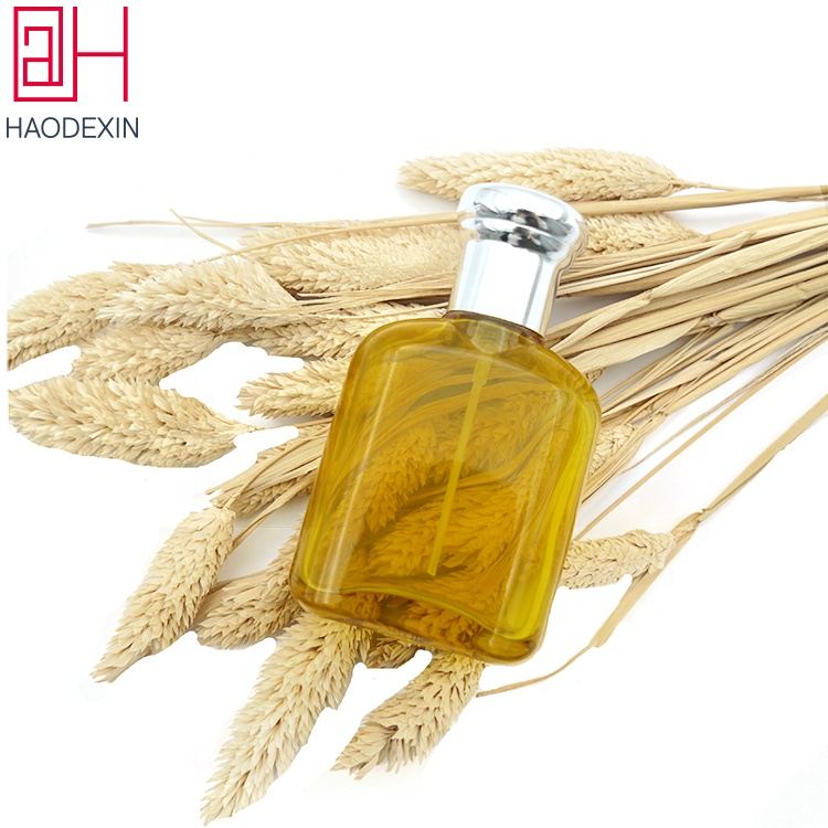 HAODEXIN luxury 50ml custom travel spray perfume glass bottle wholesale classical vintage 1.7oz yellow parfum bottles glass