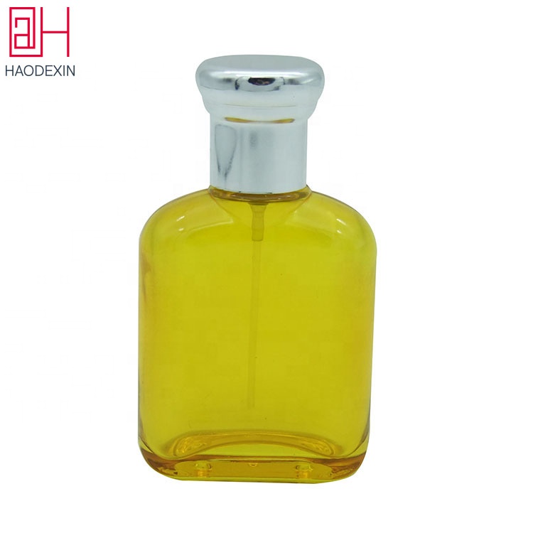 HAODEXIN luxury 50ml custom travel spray perfume glass bottle wholesale classical vintage 1.7oz yellow parfum bottles glass