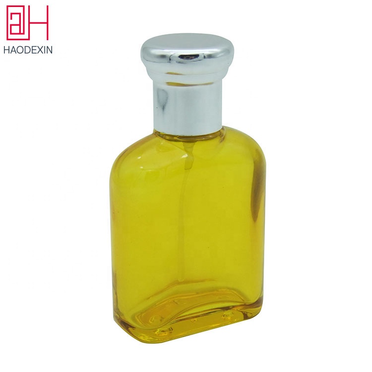 HAODEXIN luxury 50ml custom travel spray perfume glass bottle wholesale classical vintage 1.7oz yellow parfum bottles glass