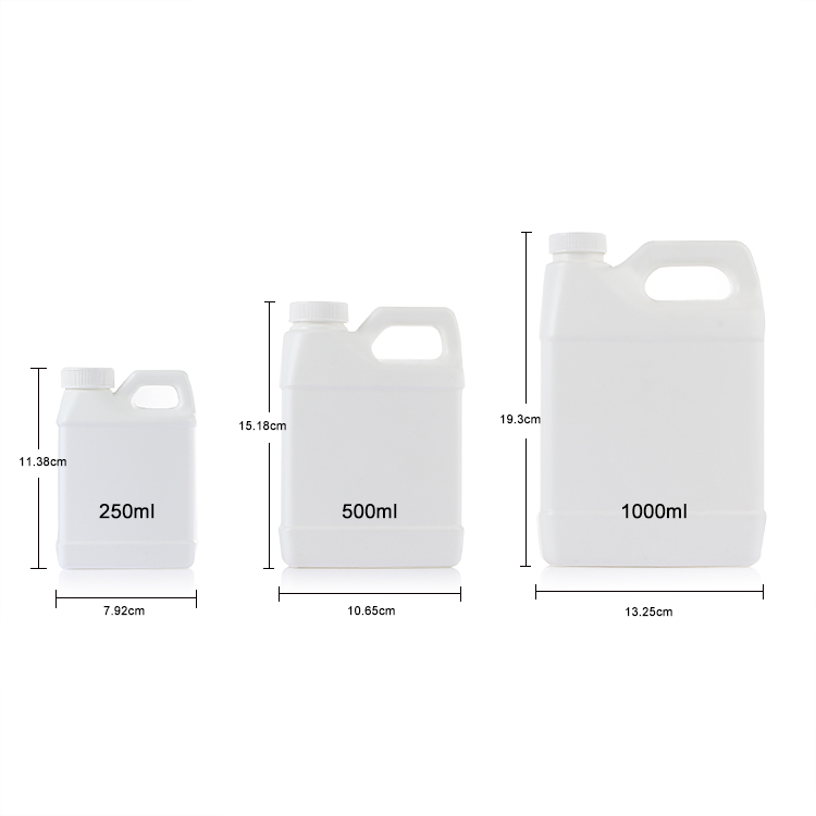 HDPE 250ml 500ml 1000ml Plastic Chemical Bottle 1 Liter with Screw Cap